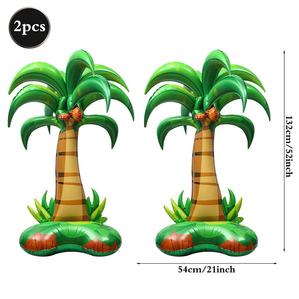 2Pcs Giant Tropical Fruit Foil Balloon Standing Pineapple Watermelon Strawberry Balloon Coconut Tree Aloha Beach Party Supplies