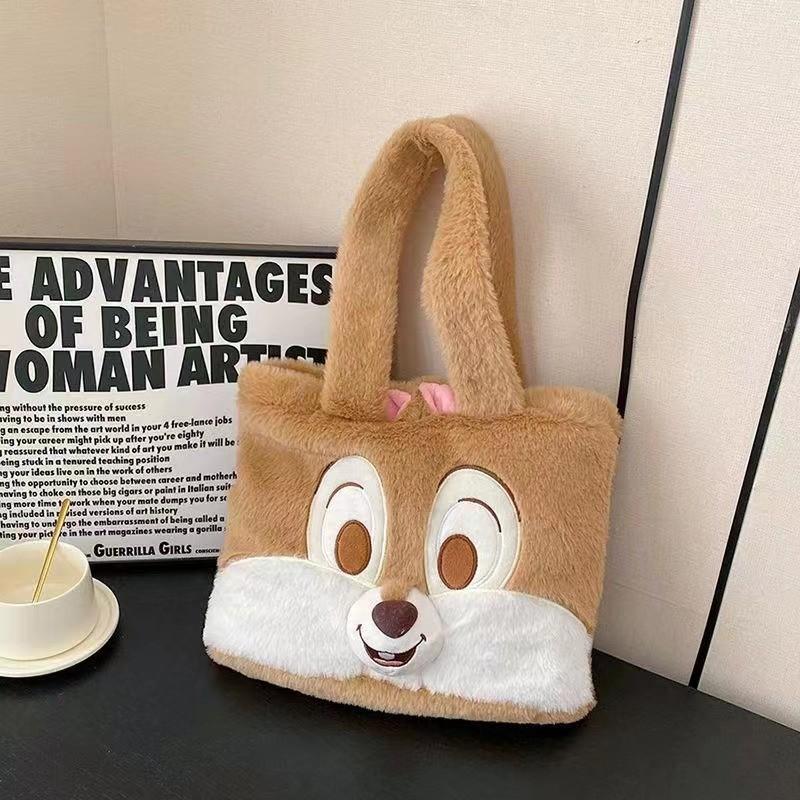 Kuromi Large Tote Bag With Plush Embroidery For Daily Casual Use