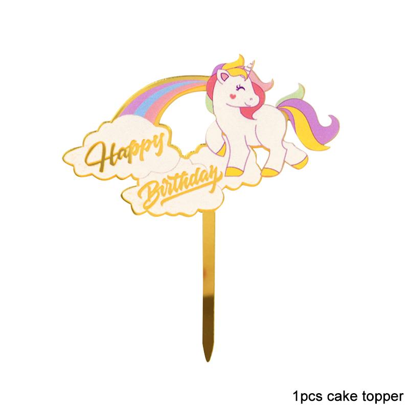 Единороговая вечеринка С днем рождения Бумажный баннер Подвесная гирлянда Флаг Единороговая тема Дети 1-й день рождения Украшения для вечеринки Baby Shower