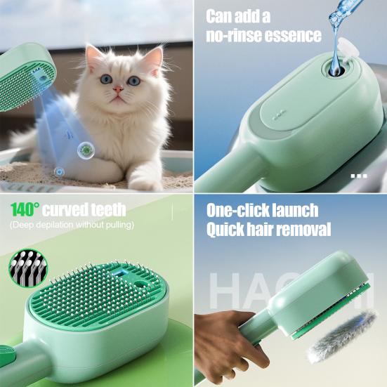 Распыляющая щетка для собак 3 в 1 Самоочищающаяся щетка для кошек Распылитель тумана Антистатическая массажная щетка Перезаряжаемая расческа для ухода за шерстью Длинношерстных Короткошерстных Животных