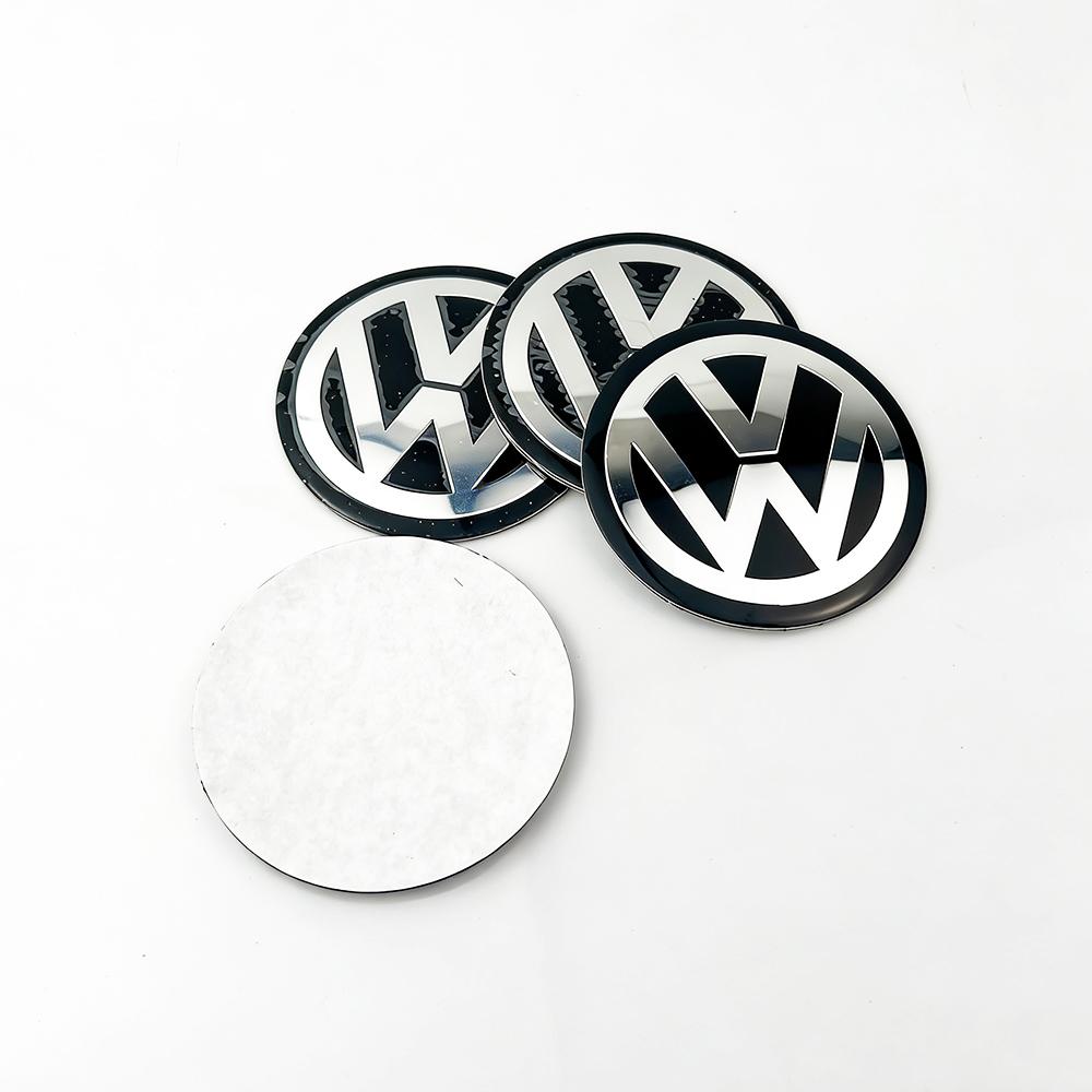 SVLHP1 4Pcs 56mm 60mm 65mm Car Badge Wheel Center Hub Caps Stickers For Volkswagen VW RLine GTI Golf 5 6 7 Polo Caddy Passat B6 Tiguan