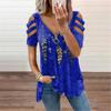 Summer Ladies T-Shirt V-Neck Short Sleeve Cold Shoulder Leopard Print Zipper Loose Casual Sexy Clothes Blouse Tops for Women
