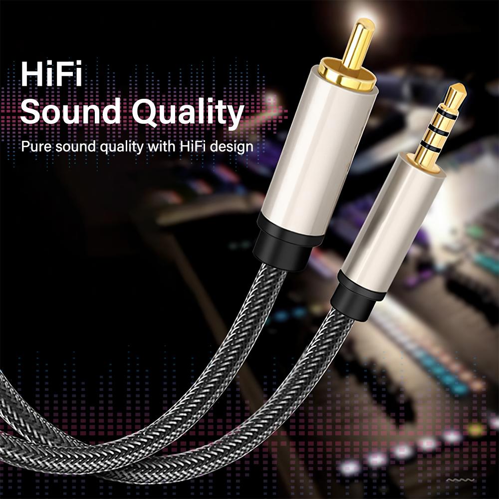 Цифровой коаксиальный кабель с позолотой, адаптер SPDIF, RCA на 3,5 мм jack для усилителя, динамика, телевизора, телефона, HIFI стерео аудио, 1 м, 2 м, 3 м, 5 м. Хороший продукт