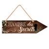 [Q2840] - Brown 'Messages' Wooden Arrow Plaque (chamber of Secrets) - 30x8. 5cm