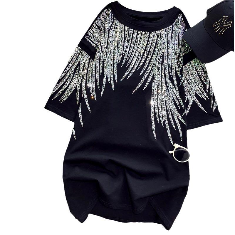 Футболка с коротким рукавом Black Diamond Feather Wings размера плюс для женщин - модная и омолаживающая