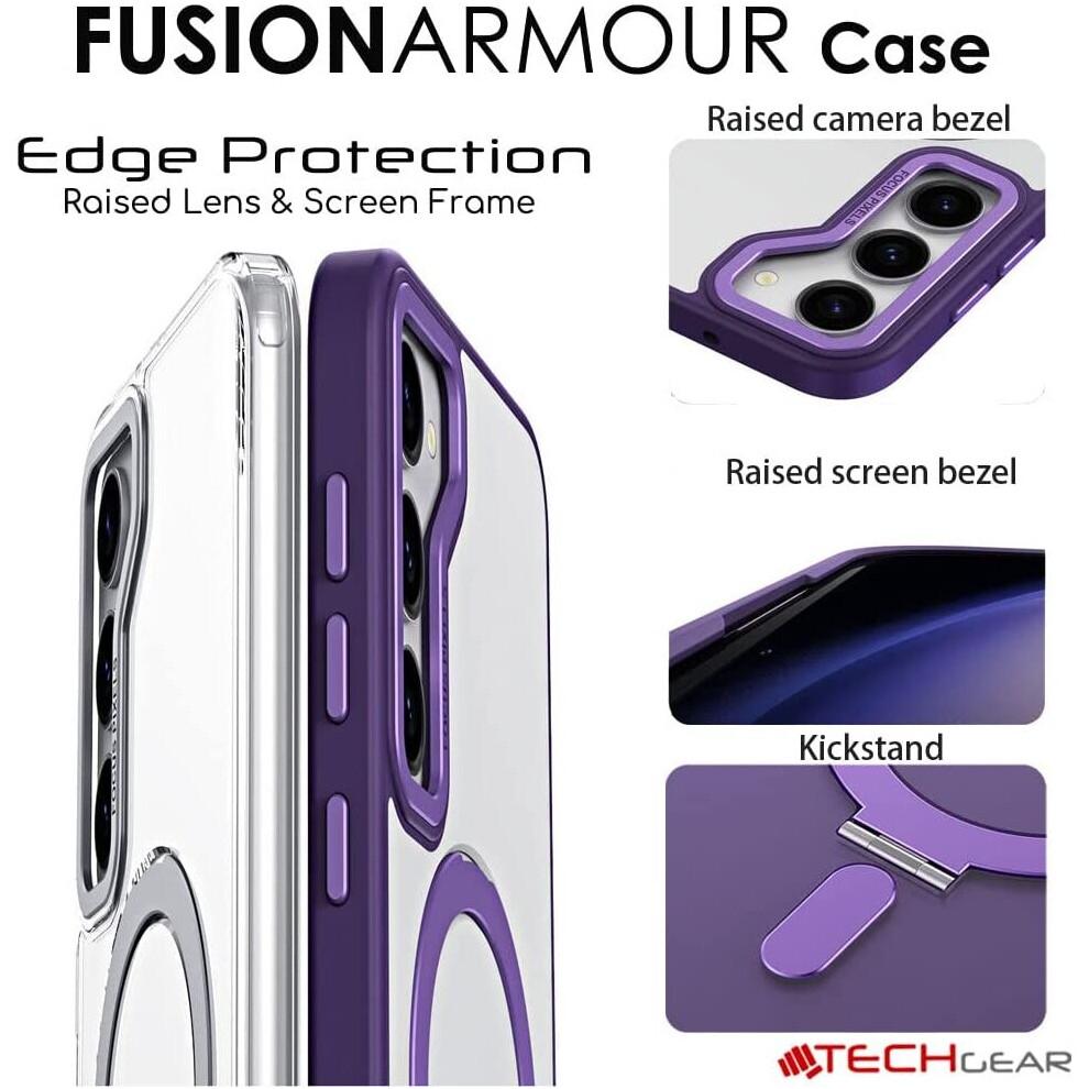 Galaxy S23 Plus Stand Case [Fusion Armour Ring] Premium Tough Rugged Protective Magnetic Kickstand Case, Wireless Charging Case for Samsung S23+