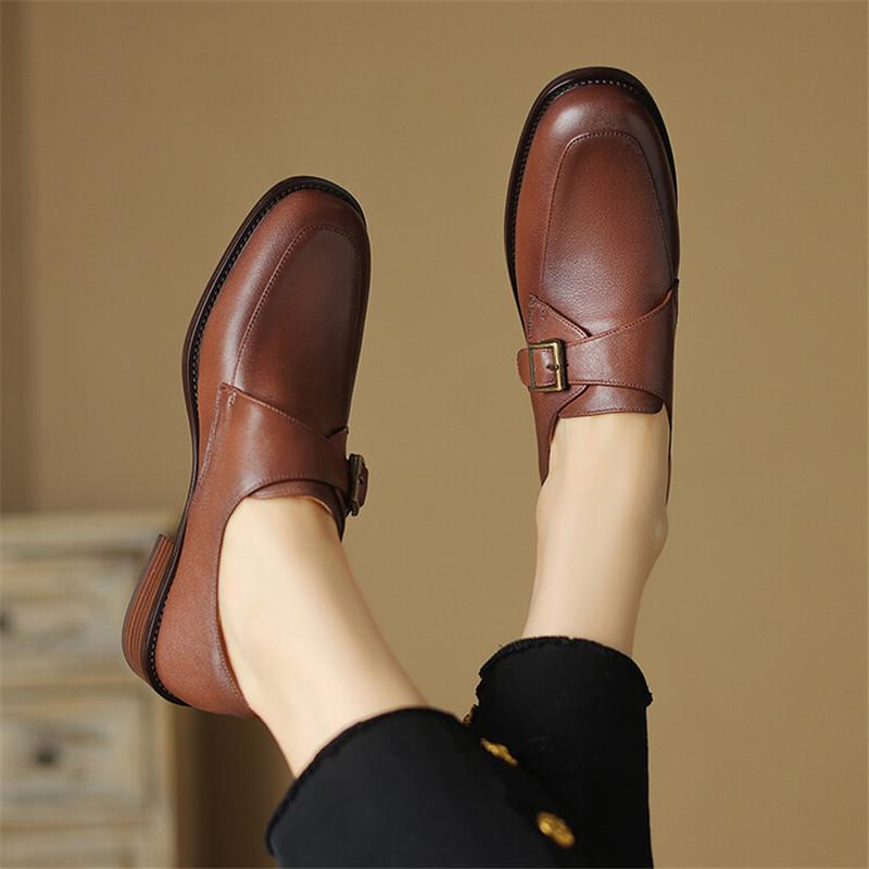 Мода 2024 Весна Женская обувь Круглый носок Массивный каблук Женские туфли-лодочки Обувь для женщин Натуральная кожа Лоферы Женская обувь Zaptos Mujer