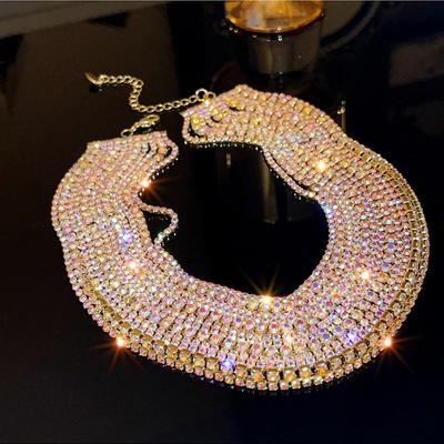 Модное красочное колье-колье женское многослойное золотое ожерелье со стразами и массивными ювелирными изделиями