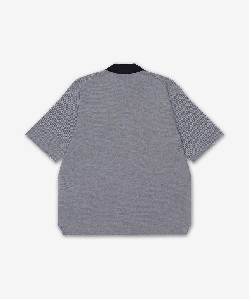 Batoneo 32G Smooth Knit Short Sleeve Polo Shirt - Ivory:Black / Bnse004Ivoryblack