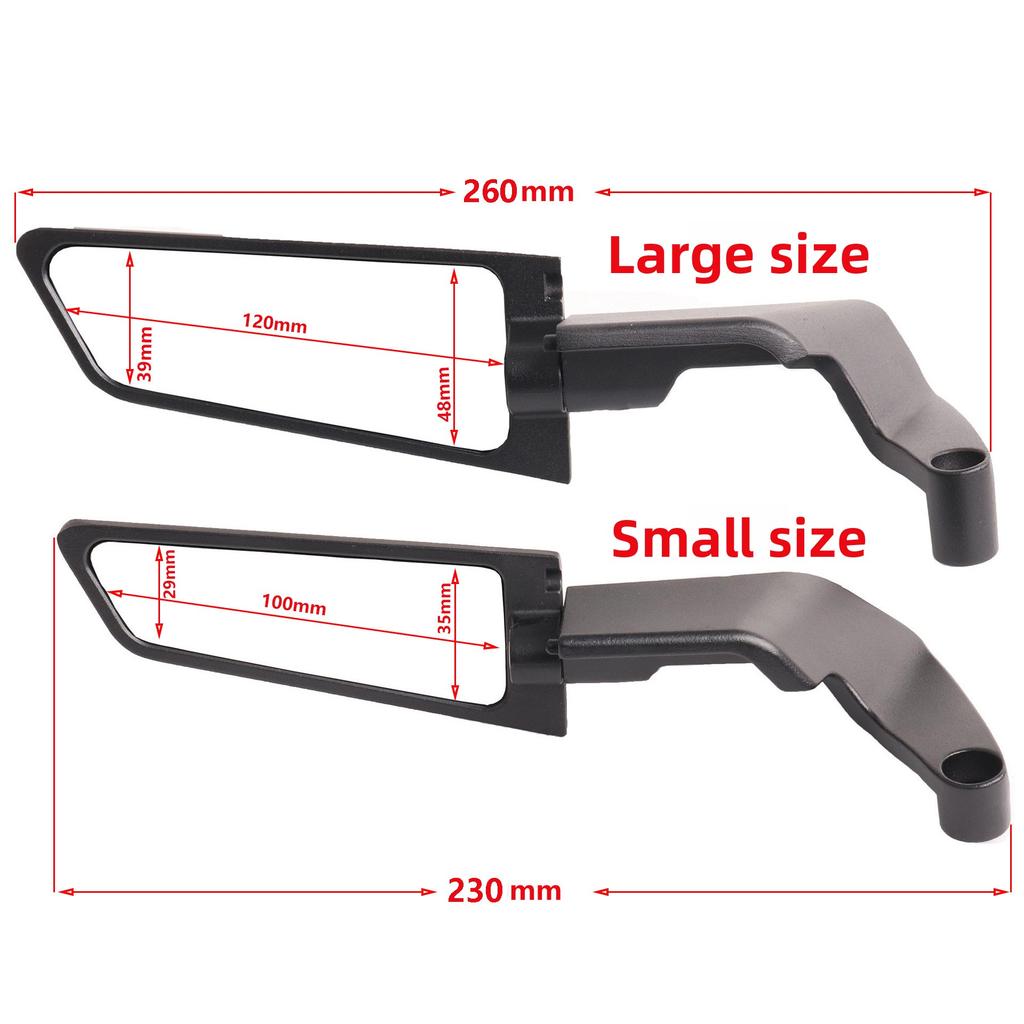 Suitable for Suzuki, Honda, Kawasaki, Yamaha, Ducati motorcycles, invisible, rotatable, adjustable wing rearview mirror