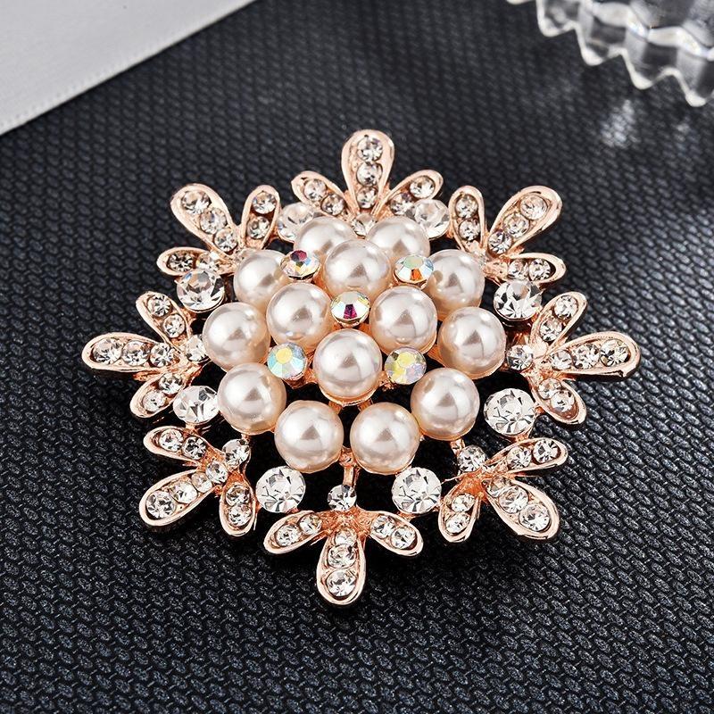 Brooch High-End Niche Silk Scarf Buckle Alloy Diamond Coat Pearl Corsage Pin Accessories