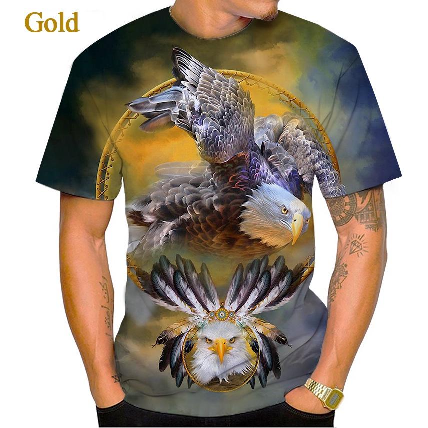 Новая футболка с коротким рукавом с принтом орла 3D, повседневная футболка с принтом животных орла в стиле хип-хоп и рок, креативная футболка с круглым вырезом