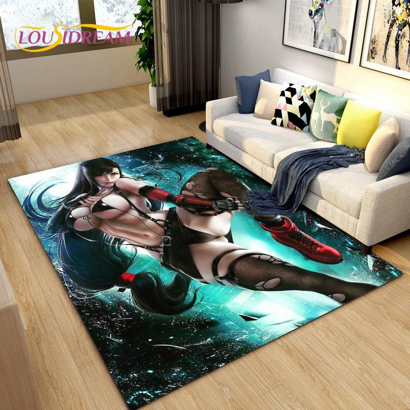 Сексуальная девушка кружево Tifa Aerith аниме коврик, ковер для гостиной спальни диван коврик украшения, детский нескользящий коврик 3D