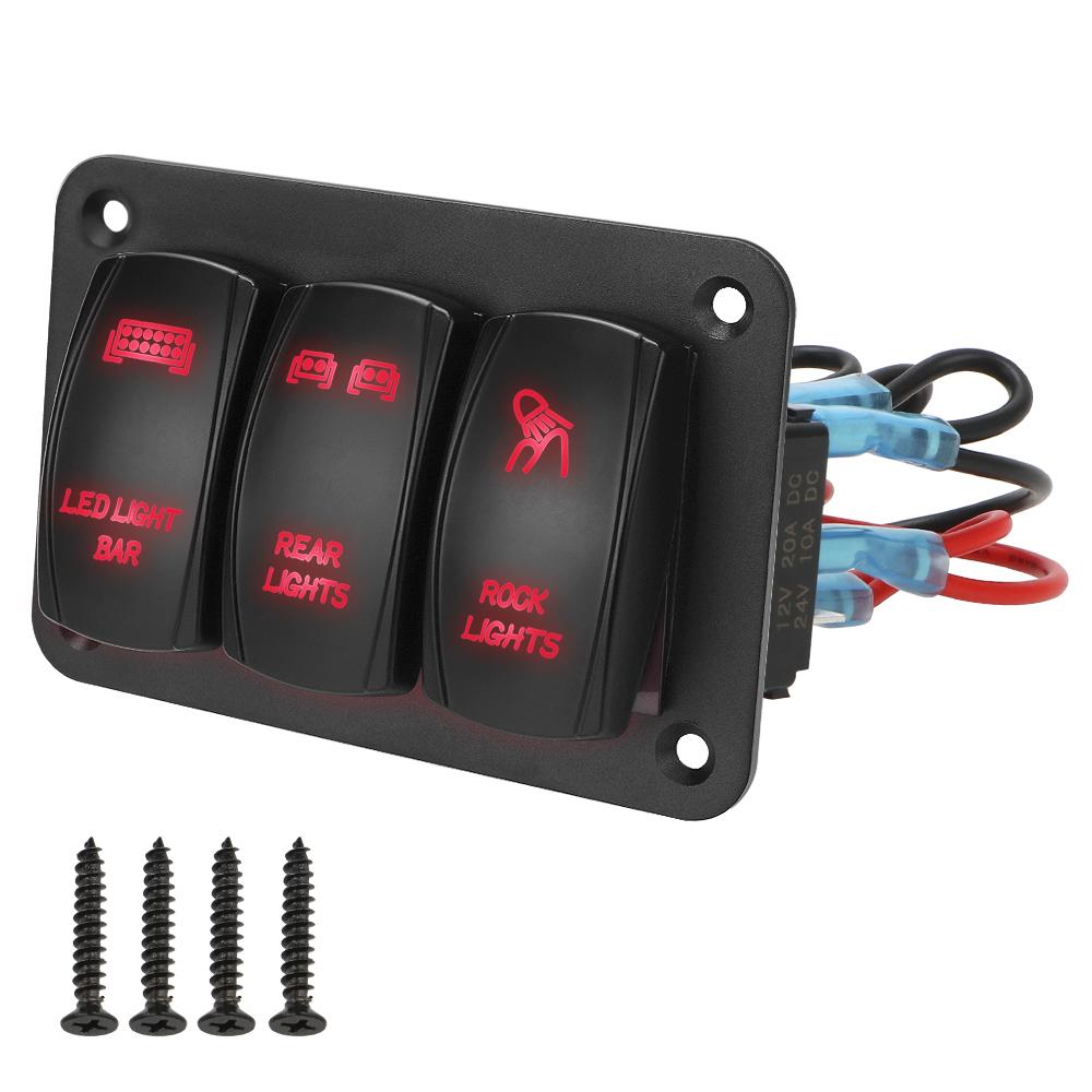 Для авто, морского ATV UTV, тумблер, панель управления, светодиодный светильник, 3 группы, кулисный переключатель, панель 12 В, 24 В, вкл./выкл., IP65, водонепроницаемый