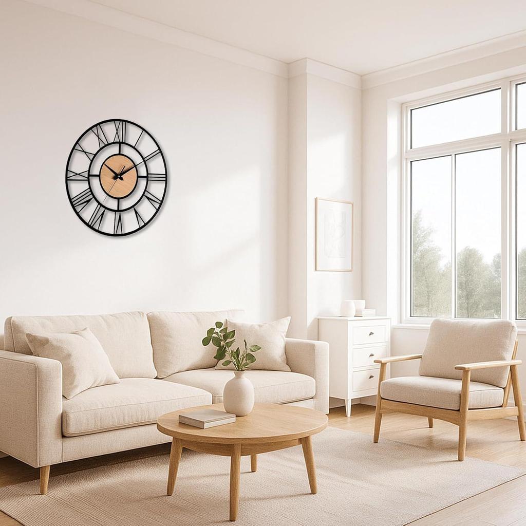 40 cm / Modern Metal Wall Clock for Living Room | Antique Silent Wall Watch for Bedroom, Drawing Room, Office, Kitchen, House and Hall