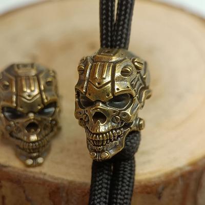 Механический череп голова латунный нож бусины EDC DIY паракорд плетеный браслет шнур кулон аксессуары для уличного инструмента подвески амулеты