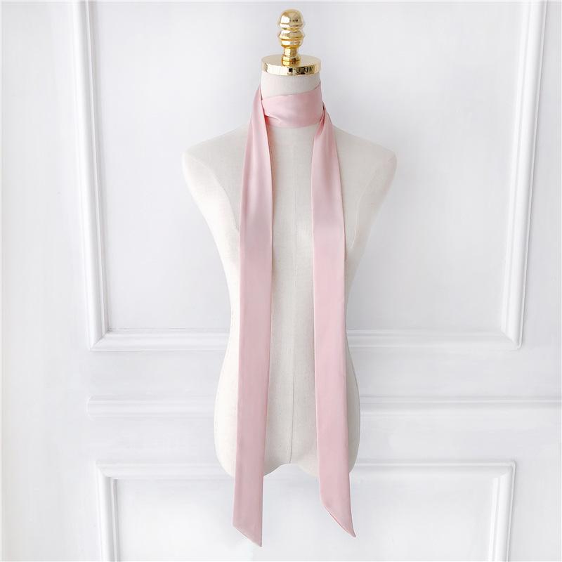 1PC Women Narrow Long Scarf 190x5cm Solid Color Chiffon Silk Rubber Red Tie Black Bag Ribbon Headbands Choker Streamer