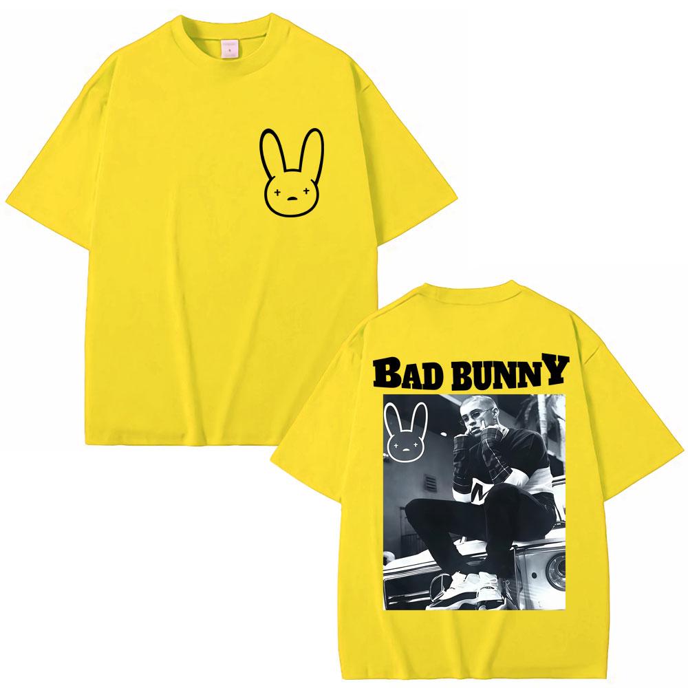 Рэпер BAD BUNNY Винтажная футболка Унисекс Женская Хип-хоп Мода Высококачественные футболки Оверсайз 100% Хлопок Футболки Стритвир Подарки