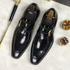Модная Роскошная Лакированная Кожа Мужская Формальная Обувь Ручной Работы Украшенная Пряжкой Натуральная Кожа 2025 Свадебная Социальная Обувь Мужская