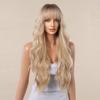 ALAN EATON Блондинка Длинные вьющиеся синтетические парики с челкой Ombre Blonde Highlight Wave Wig Натуральные женские повседневные волосы Высокая температура