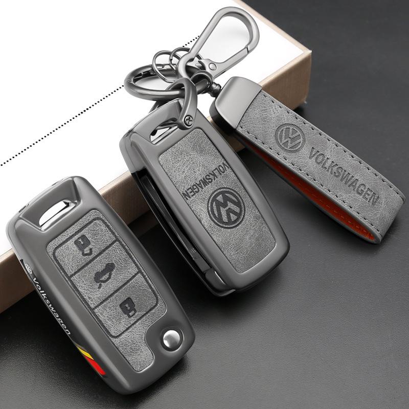 hijk1 Leather Car Key Case Cover Shell Bag For Volkswagen VW Polo Tiguan Passat Golf 4 5 Jetta Beetle Scirocco Keychain Accessories