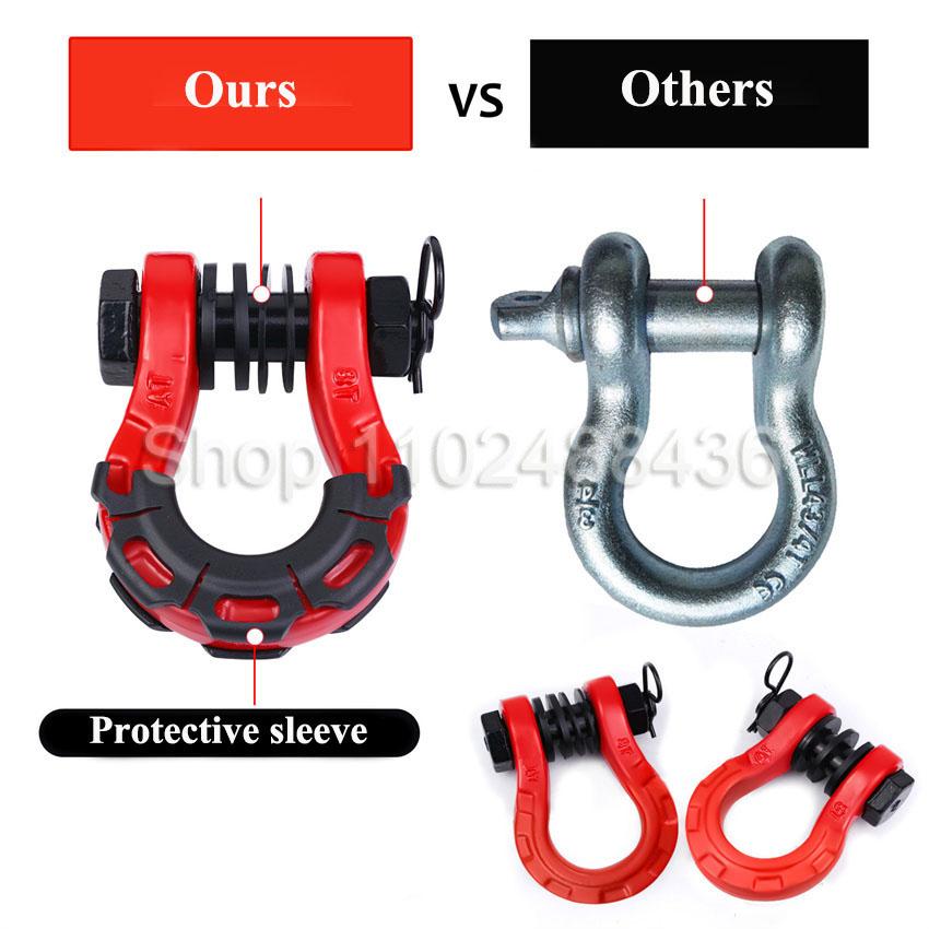 2 Pcs Trailer U-hook 8 Ton 3/4" D-ring Shackles Set u-hook loop hook trailer rope automobile SUV Offroad Parts Towing Hook
