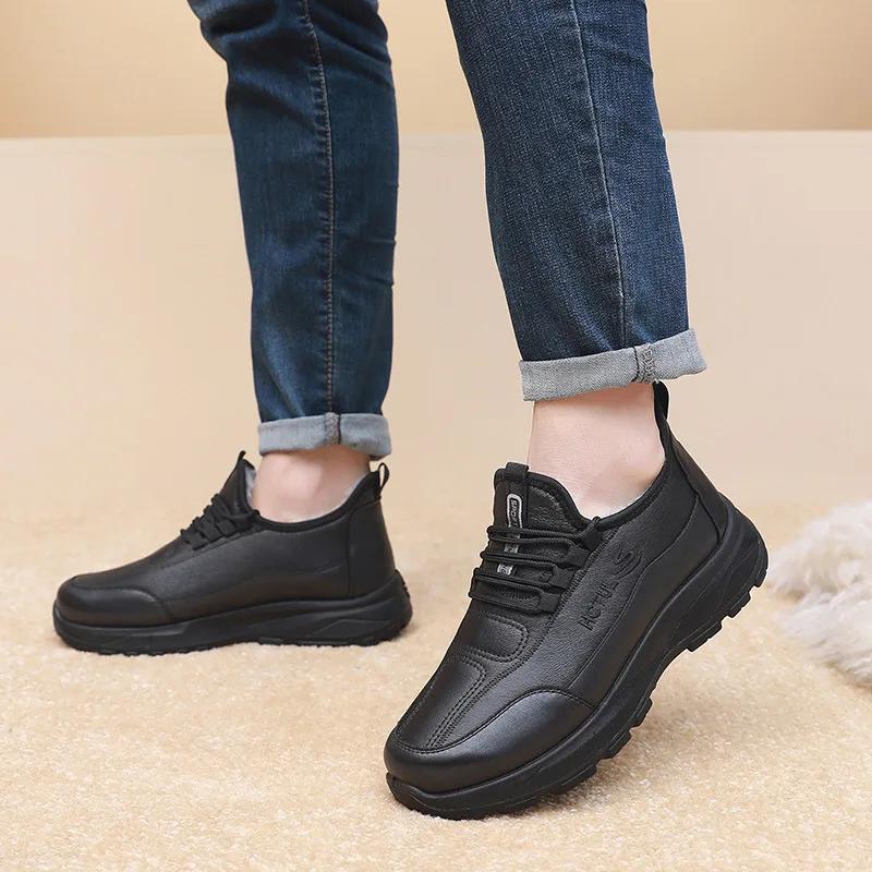 Women's Cotton Shoes Winter New Warm Snow Boots Middle-aged Elderly Casual Comfort Plush Warm Lace Up Walking Cotton Shoes