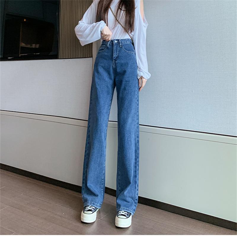 2022 Fashion Casual High Street Clothes Wide Leg Pant Women Jeans Autumn Winter High Waist Slouchy Straight Leg Denim Trouser