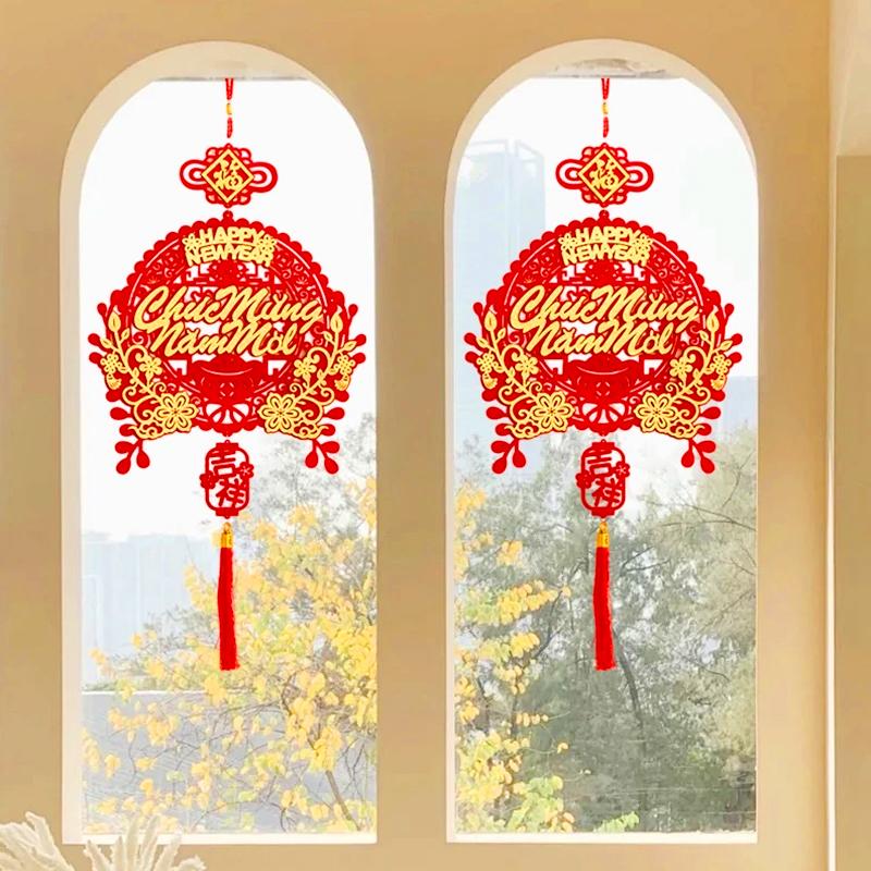 1pc New Year Chinese Knot Home Decor Durable Hanging Pendant Lunar 2025 Vietnam Spring Festival with Tassel