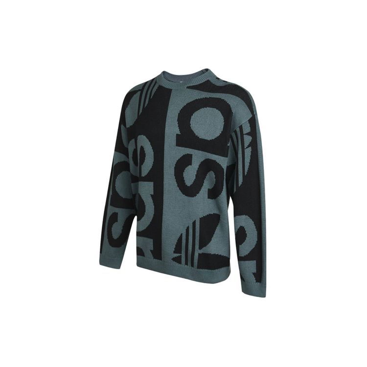 Adidas Оригинальный модный вязаный повседневный спортивный свитер с большим логотипом, мужские топы, серый GN3317