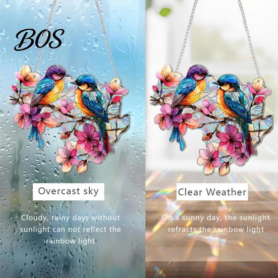 Porch Hanging Decoration Stained Glass Style Window Hanging, Colorful Sun Catchers for Wall Windows, Acrylic Ornament Suncatcher Decor with