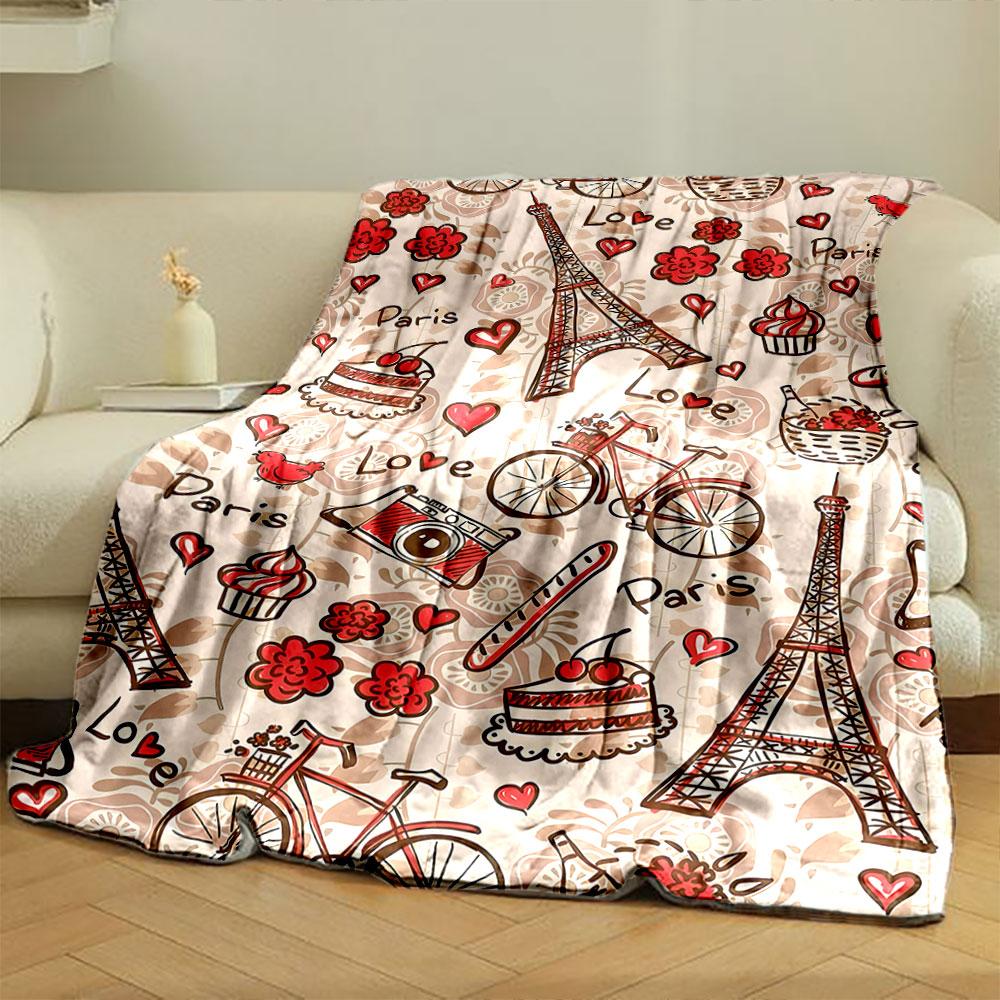 Eiffel Tower Love Paris Blanket bedroom Blanket for Livingroom Couch lunch break Soft throw for Friend's festival Gift