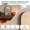 Dual Use Holiday Decoration Vintage Arched Wooden Photo Frame with Christmas Illustration, Retro Distressed Wall Art for Seasonal Mantle Decor Desktop