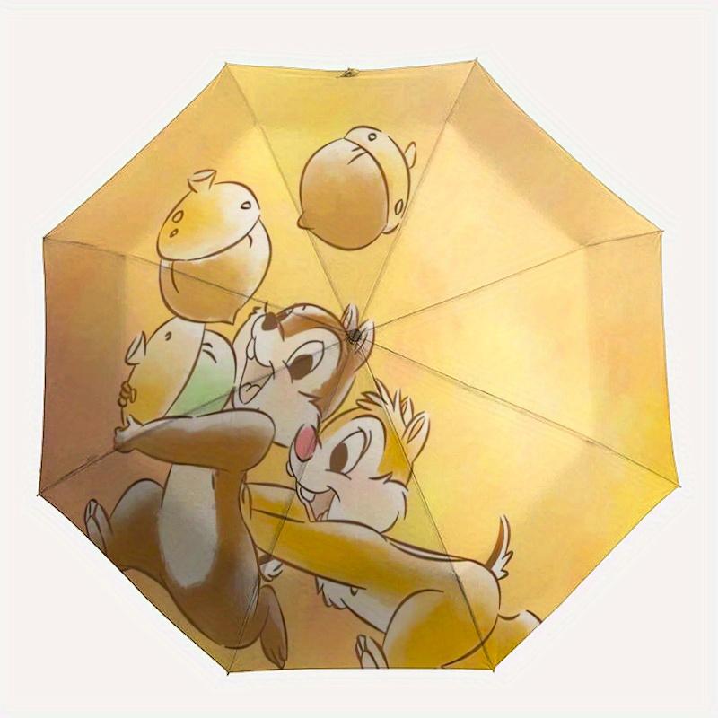 Charming Chip 'n Dale Acorn Adventure Automatic Open/CloseUmbrella-CuteUmbrella with Cute Design, Portable 3-Fold Compact Umbrella for Men &