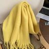Women's Solid Color Mohair Scarf Korean Style High-End Thickened Warm Neck Wrap Autumn Winter Versatile Shawl