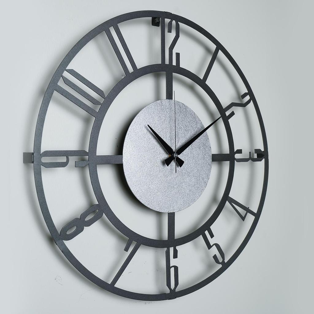 MUYIKA A Bunnela Silver, Red, Black Metal Color Wall Clock 50x50cm MDS-50