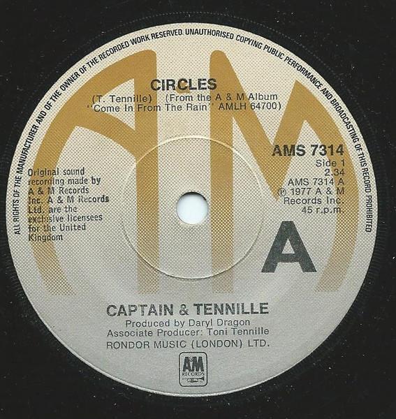 7inch Record CAPTAIN & TENNILLE - Circles AMS7314 A&M Records 1977 UK Pop Used