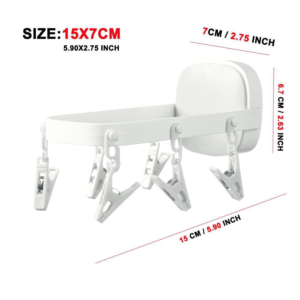 1Pcs Terrace Folding Portable Plastic 6 Holes Hanger Wall Hanging Self-adhesive Travel Clothes Drying Rack Organizer Shelf