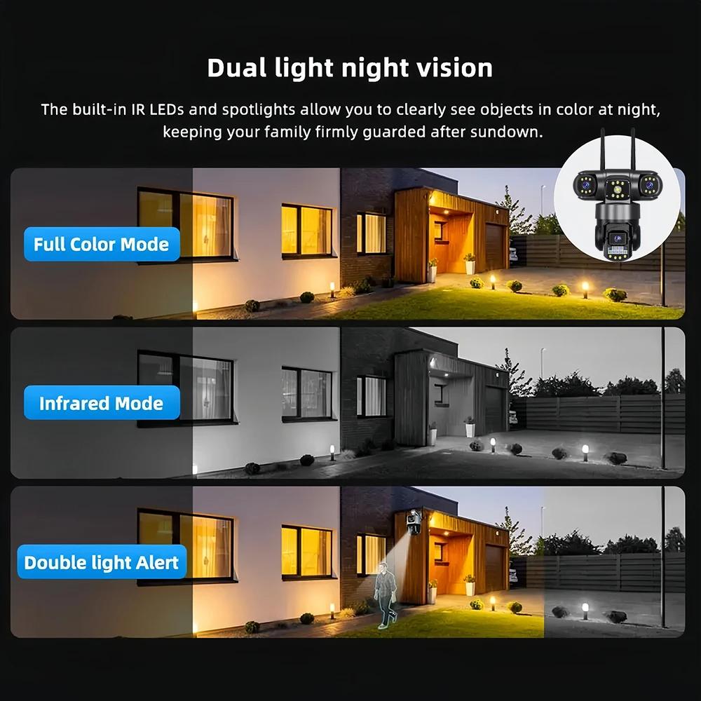 V380pro 15MP 3 Lens 4G/Wifi Camera AI Human Detection Night Vision Waterproof Security Video Surveillance IP Camara 8K CCTV Monitor