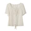 Fat mm sweet niche design sense age-reducing chiffon shirt women's summer new polka dot cool top 242368
