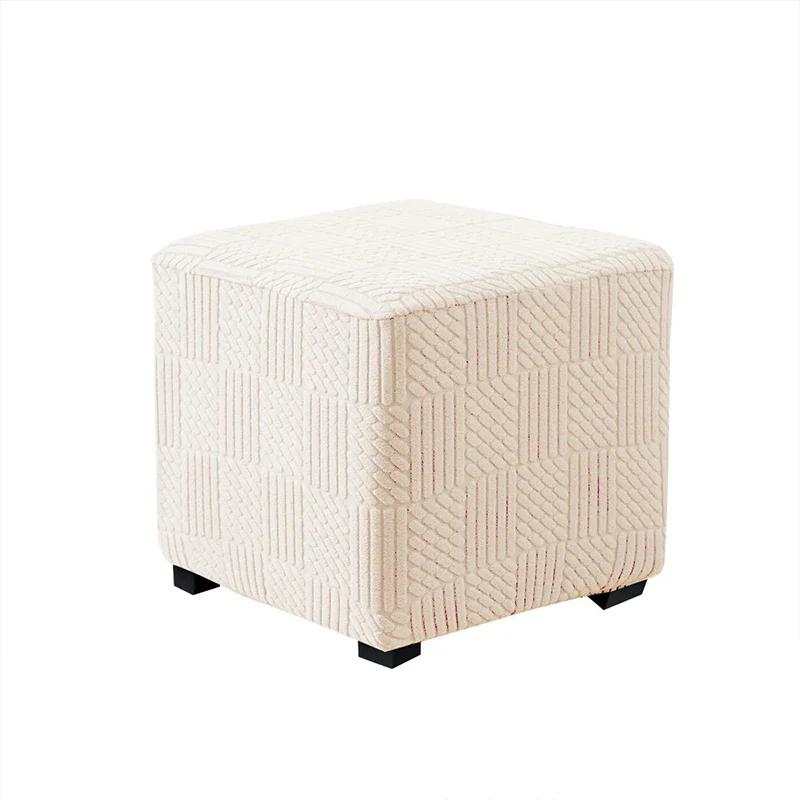 Elastic Square Ottoman Stool Cover Solid Color Stretch Spandex Footrest Covers Footstool Dustproof Protect Case Home Decor