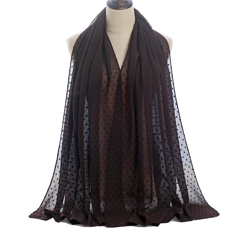 Hot Sale Autumn and Winter Fur Ball Thickened Chiffon Scarf Monochrome Muslim Female Scarf Shawl
