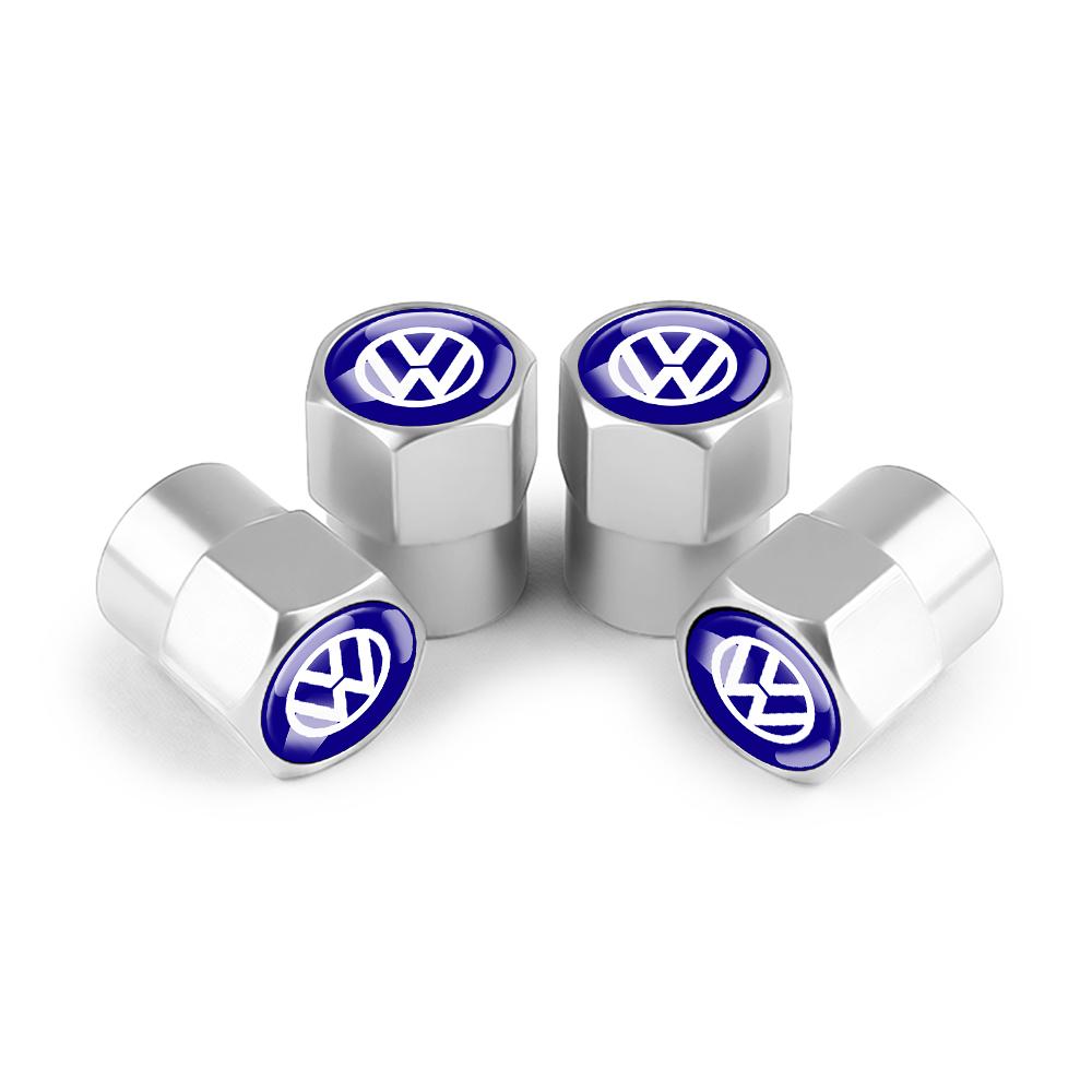 4Pcs Car Metal Wheel Tire Air Valve Dust Caps Accessories With Logo For Volkswagen Golf Rline Passat GTI Sagitar Scirocco Tiguan