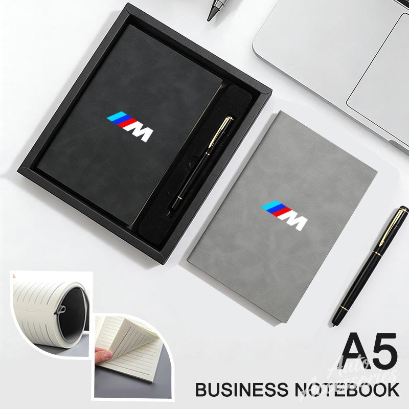 QXFA9 Business Notebook With Signature Pen Set Gift Box Luxury Hardcover Journal For BMW M M3 G20 E36 E34 X6 G20 G30 X3 M5 M6 Sticker