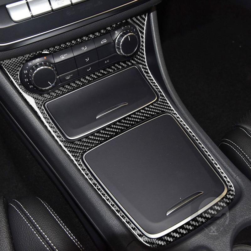 Real Carbon Fiber Car Accessories Center Console Trim Cover Soft Sticker For Mercedes CLA C117 2014-2018 GLA X156 2015-