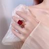 New Ring Jewelry Copper Bottom Gold Plated Live Broadcast Square Blue Red Color Treasure Zircon Cross Border Women's Style