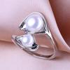 seniko Кольца с натуральным пресноводным жемчугом для женщин, модные женские кольца с двойным жемчугом, ювелирные изделия, регулируемое кольцо