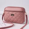 Women PU Leather Wave Embroidered Small Shoulder Bag Simple Solid Color Multi-layer Heart Decor Phone Crossbody Bag CLE