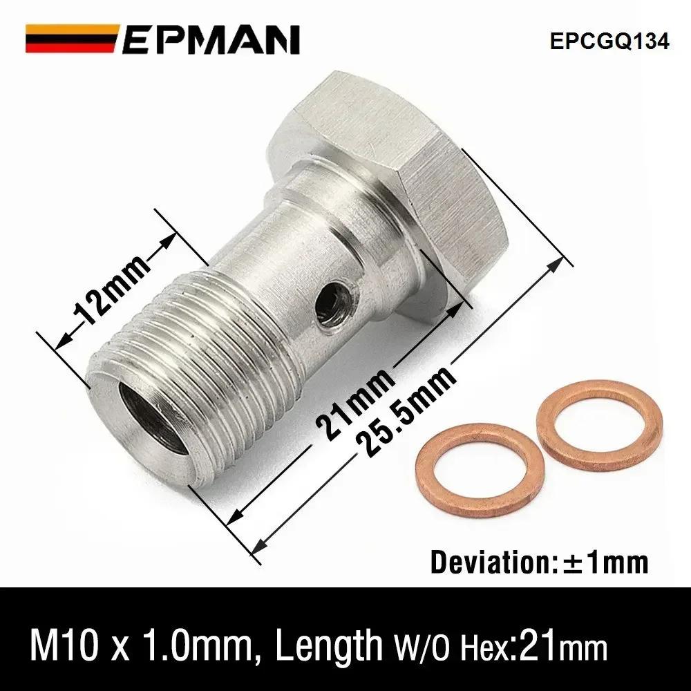 EPMAN Производительность Банджо-болт Одиночный Нержавеющая сталь 7/16" X 20 UNF, -4 AN / -3 AN / M12 / M10 Турбо Тормозная линия Универсальный EPCGQ79