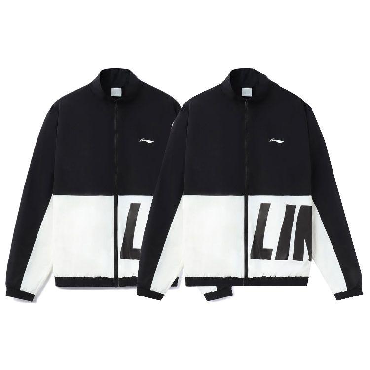 Li Ning Sports Fashion Series Color Block Logo Свободная куртка Осенняя куртка унисекс Черный Белый AJDR484-3